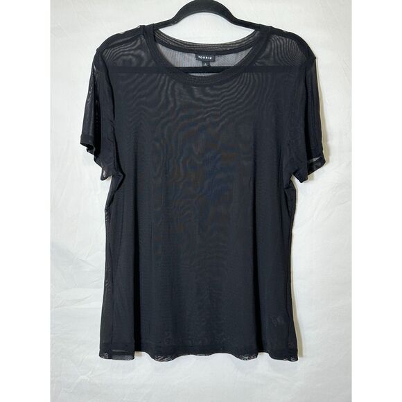 Torrid Women's Black Sheer Mesh Crew Neck Tee Size M (1) - Picture 1 of 3